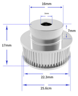 Remenica GT2, 6mm, 36 zubov, diera 5mm